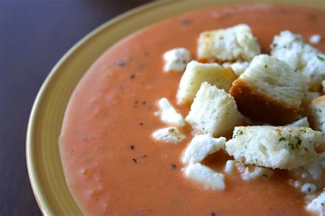 Creamy Potato Tomato Soup With Homemade Garlic Croutons