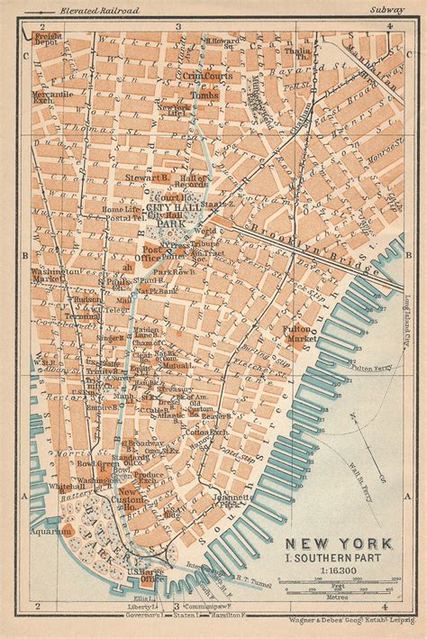 1905 New York City Lower Manhattan Antique Map Etsy