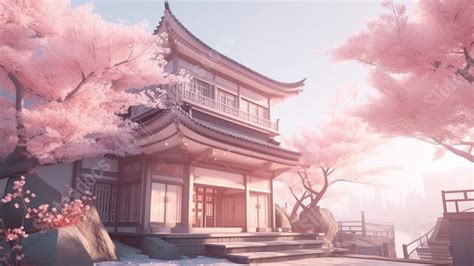 Building Japanese Cherry Blossom Cartoon Powerpoint Background For Free