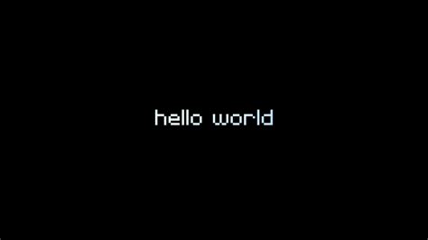 Hello world Wallpaper 4K, Pixel art, Black background, 5K