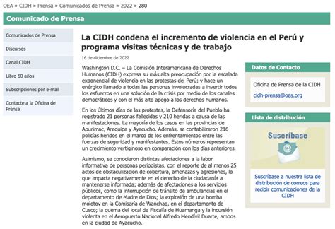 Cidh Pide Al Per Que Sancione A Culpables De Las Muertes En Protestas