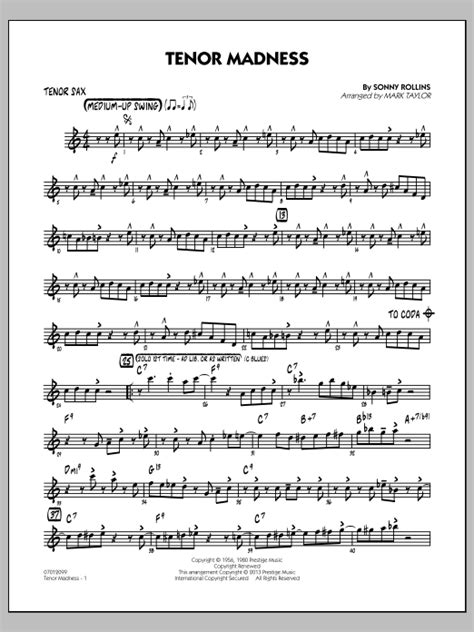 Tenor Madness Tenor Sax By Mark Taylor Sheet Music For Jazz Ensemble At Sheet Music Direct