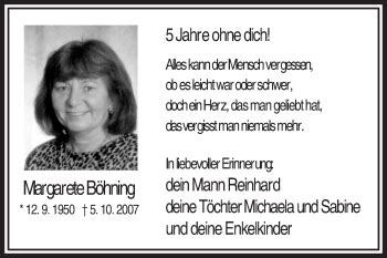 Traueranzeigen Von Margarete B Hning Sich Erinnern De