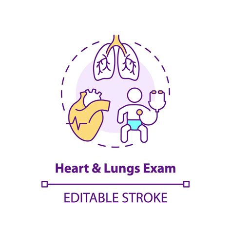 Heart And Lung Exam Concept Icon Cardiac Rhythm Pulse Rate Breathing