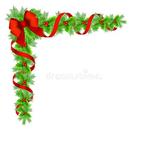 Christmas Ribbon Holly Border Stock Illustrations 7626 Christmas