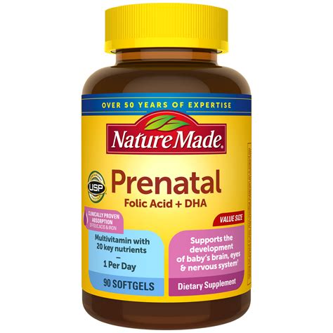 Prenatal Multi Folic Acid Dha Softgels Good Source Of Folic Acid Nature Made®