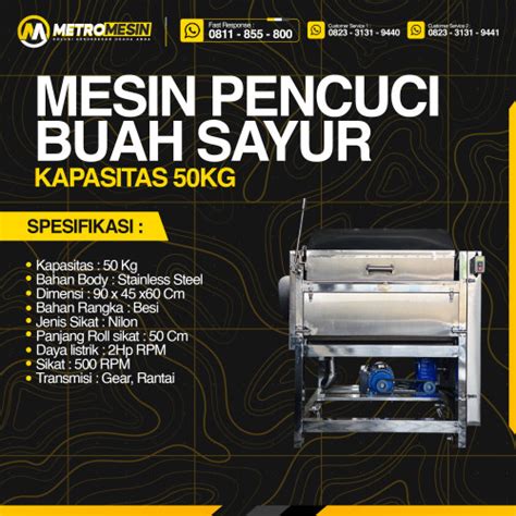 Jual Mesin Pencuci Buah Sayur Metro Mesin Kapasitas Kg Kab