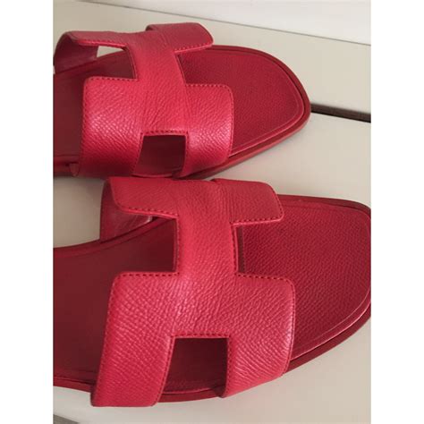 Oran Hermès Sandals Red Leather Ref16064 Joli Closet