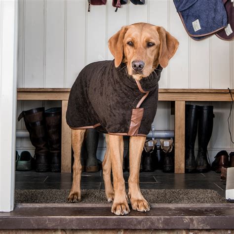 Country Dog Drying Coats with Leather Trim | Ruff & Tumble