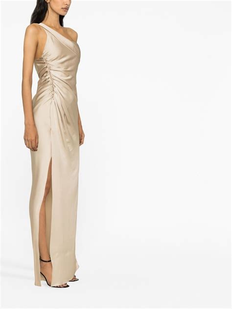 Simkhai One Shoulder Satin Maxi Dress Neutrals Farfetch