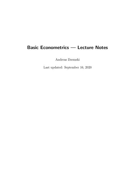 Basic Metrics Notes Anteckningar NEK301 Basic Econometrics