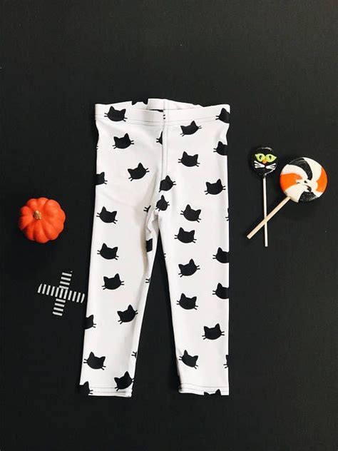 Toddler Black Cat Leggings Halloween Leggings Youth Girl Halloween