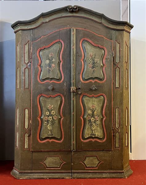 Proantic Armoire Bernoise Poque Xviii Eme En Bois Polychrome