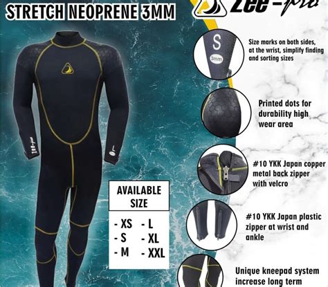 Long Wetsuit Zeepro CR Neoprene 3mm Bali Dive Shop