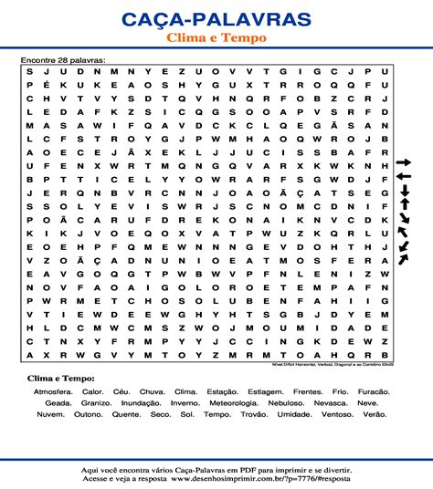 Caça Palavras do Clima e Tempo para imprimir Desenhos Imprimir