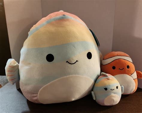 Lot Of 3 Fish Squishmallows 16 5 Canda Rainbow Fish 8 Ricky Clown