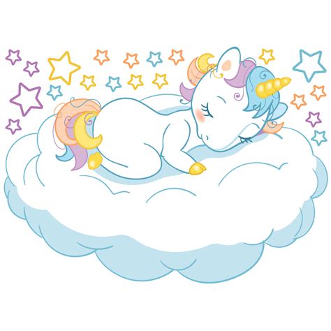 Stickers Enfant Licorne Sur Le Nuage Stickers IDEES CADEAUX Chambre