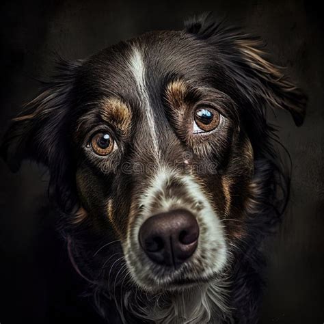 Un Perro Con Cara Negra Y Blanca Y Orejas Marrones Y Un Fondo Negro Con