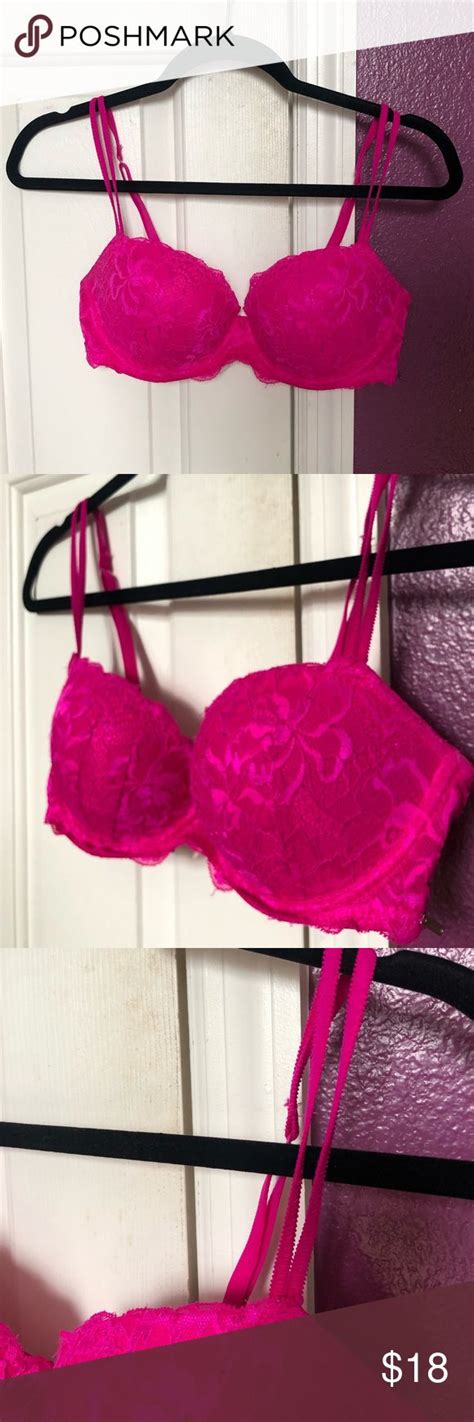 Pink Victoria Secret Hot Pink Push Up Bra 34dd Victoria Secret Pink Push Up Bra Pink Lace Bra