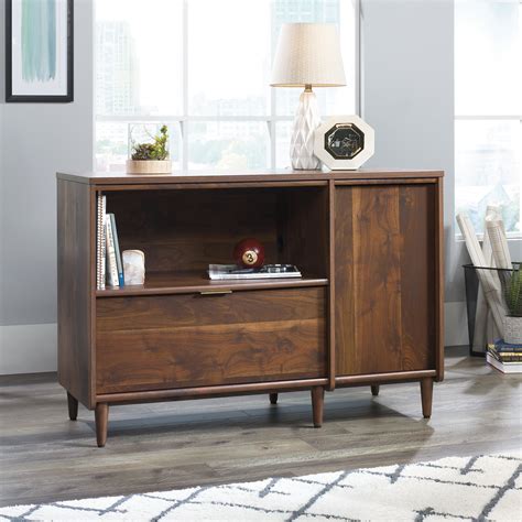 Sauder Clifford Place Storage Credenza Walnut Finish With Lateral