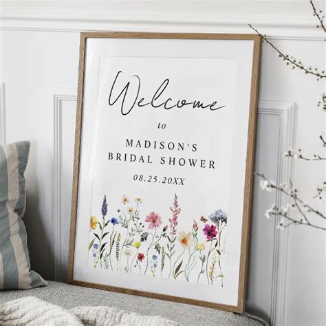 Elegant Wildflower Bridal Shower Welcome Sign Zazzle