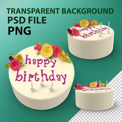 Bolo de aniversário velas png PSD Premium