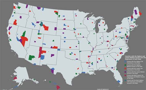 Counties With The Highest And Lowest Median Income And Life Expectancy In Each State R Mapporn