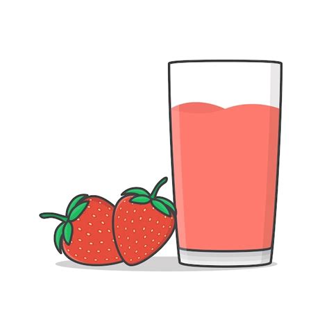 Premium Vector Strawberry Juice With Strawberry Illustration Glass