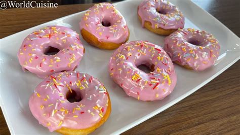 Donut Recipe Pink Glaze Doughnuts By World Cuisine Youtube