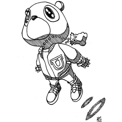 Kanye West Graduation Bear Drawing Sketch Coloring Page