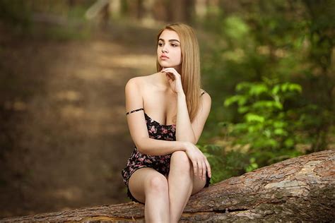 Hd Wallpaper Women Blonde Sitting Dress Depth Of Field Women