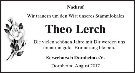 Traueranzeigen Von Theo Lerch Vrm Trauer De