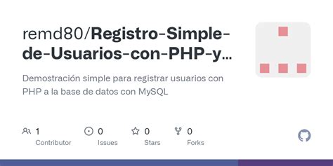 Github Remd80registro Simple De Usuarios Con Php Y Mysql