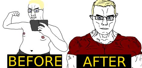 Soybooru Post Soyjaks Angry Arm Before After Blue Eyes Buff