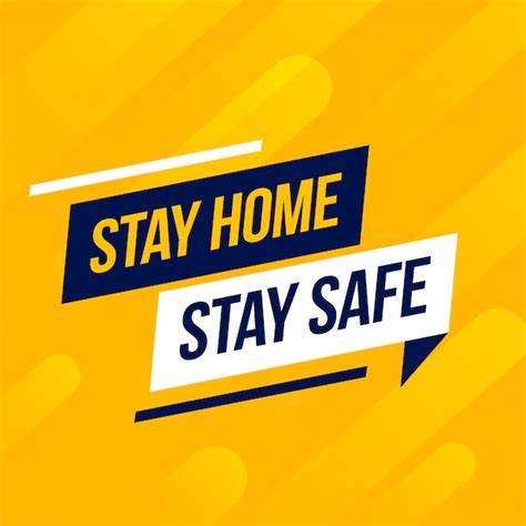 Free Vector Stay Home Stay Safe Message On Yellow Background