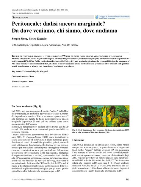 PDF Peritoneale Dialisi Ancora Marginale Da Dove Veniamo Chi Siamo