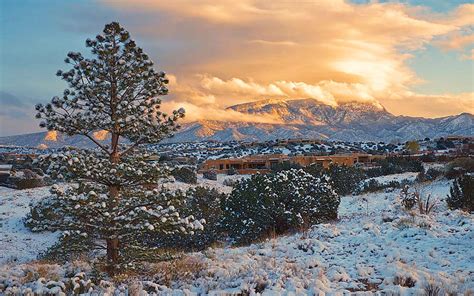 Sandia Mountains With Snow At Sunset Albuquerque New Mexico Winter