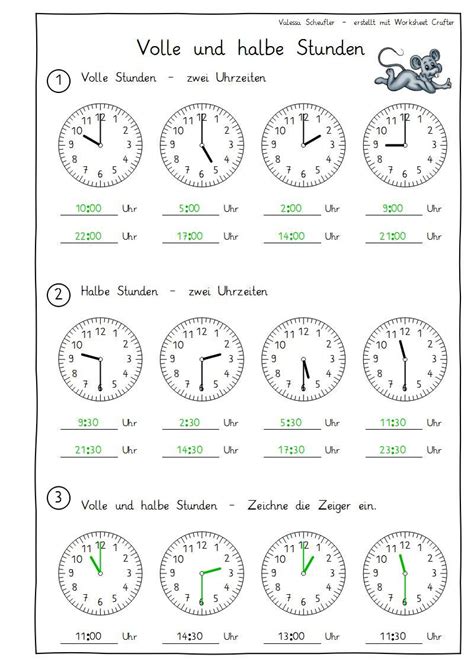 Owlmail Uhr Volle Und Halbe Stunden Uhrzeit Lernen Uhrzeit Grundschule Zeit Lernen
