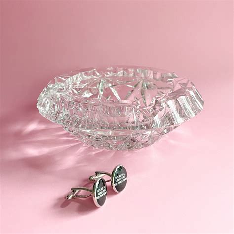 Vintage Crystal Glass Cigar Ashtray Mid Century Modern Catchall Dish Tobacciana 420 Smoker