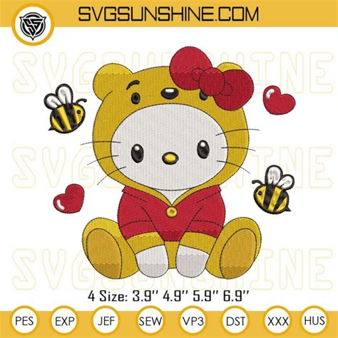 Hello Kitty Winnie The Pooh Embroidery Design Files