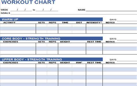 Workout Chart Excel Templates Free Download Available From Ace Digi