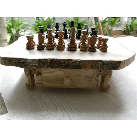 Handmade Chessboard Natural Olive Wood Chess Set Board With Rustic