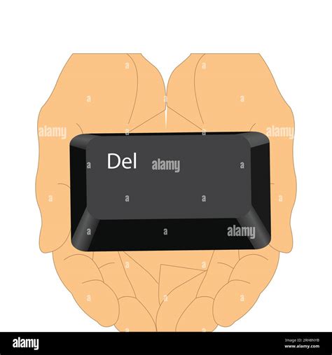 hands holding  del button key   keyboard stock vector image