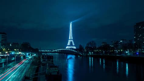 Papier peint Paris, Tour Eiffel, Ville de nuit, Rivière, Bridge HD: Widescreen: Haute Définition ...