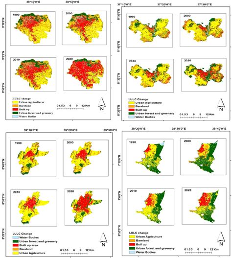 Spatial Distribution Of Lulc Change In A Addis Ababa B Bahir Dar