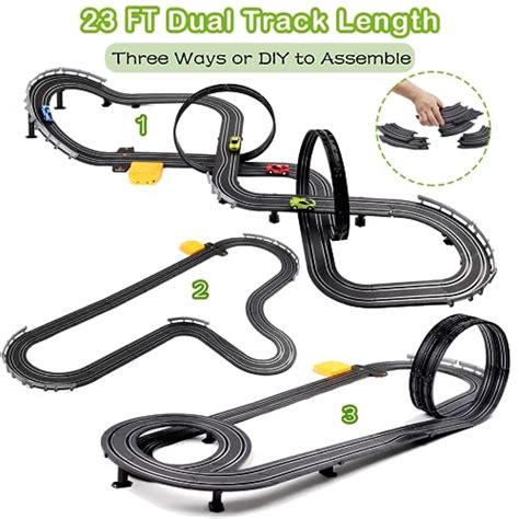 Slot Car Race Track Sets, 23 ft Battery Powered or Electric Track with ...