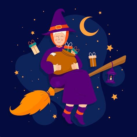 Free Vector | Hand drawn flat befana illustration