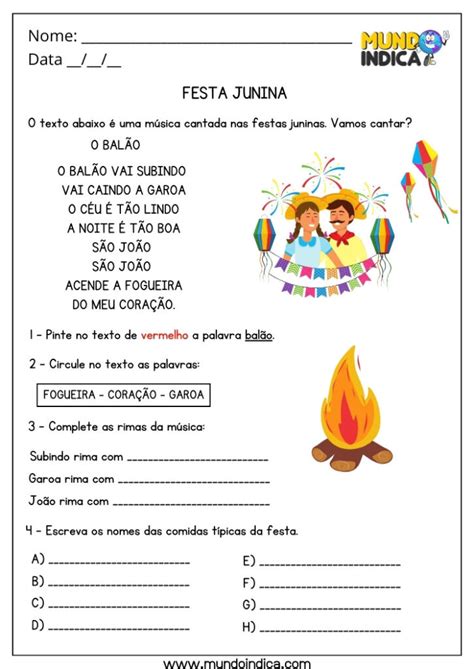 Atividades Sobre O São João - 5 Atividades do Dia de São João para Imprimir