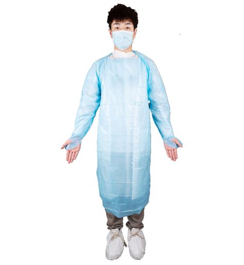 Medical Plastic Isolation Gown Disposable Cpe Protective With Thumb