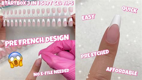 TRYING BTARTBOX PREMADE FRENCH TIP DESIGN SOFT GEL NAIL TIPS EASIEST